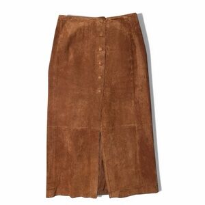 BB DAKOTA Leatherwear Midi Genuine Suede Leather Pencil Skirt Size S